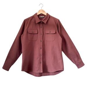 Bridge & Burn Organic Cotton Brown Lenon Button Up- Size Medium, Sustainable